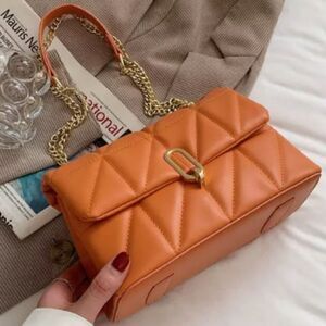 Orange Crossbody Quilted Shoulder Mini Bag